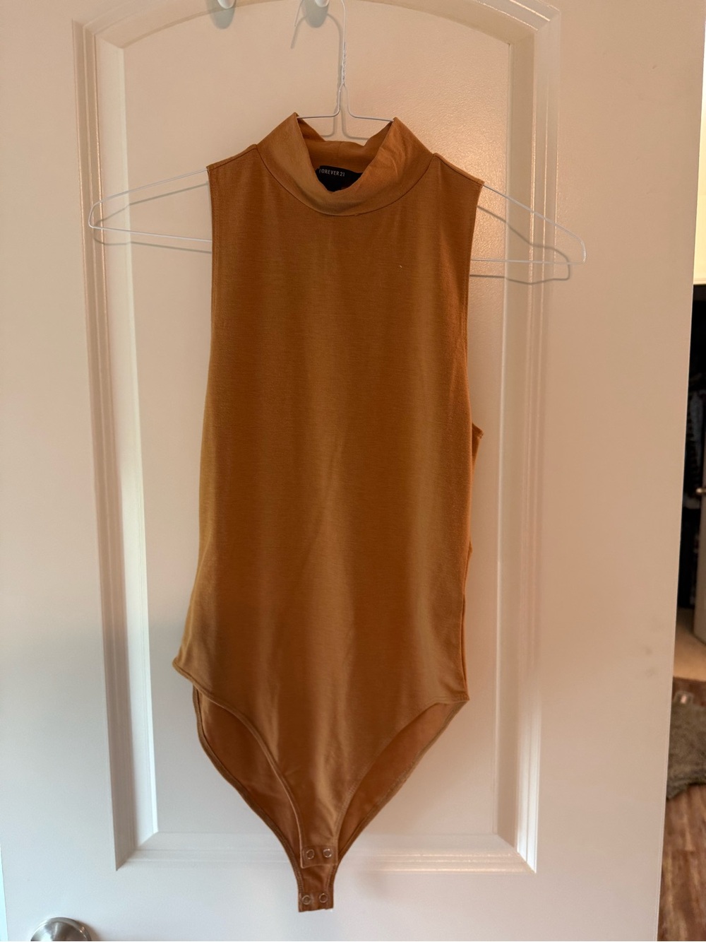 Forever 21 Sleeveless Mock Neck Bodysuit - Camel